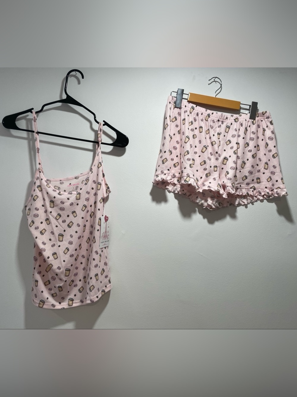 Women's Pink Printed Cami & Ruffle Short Sleep Set